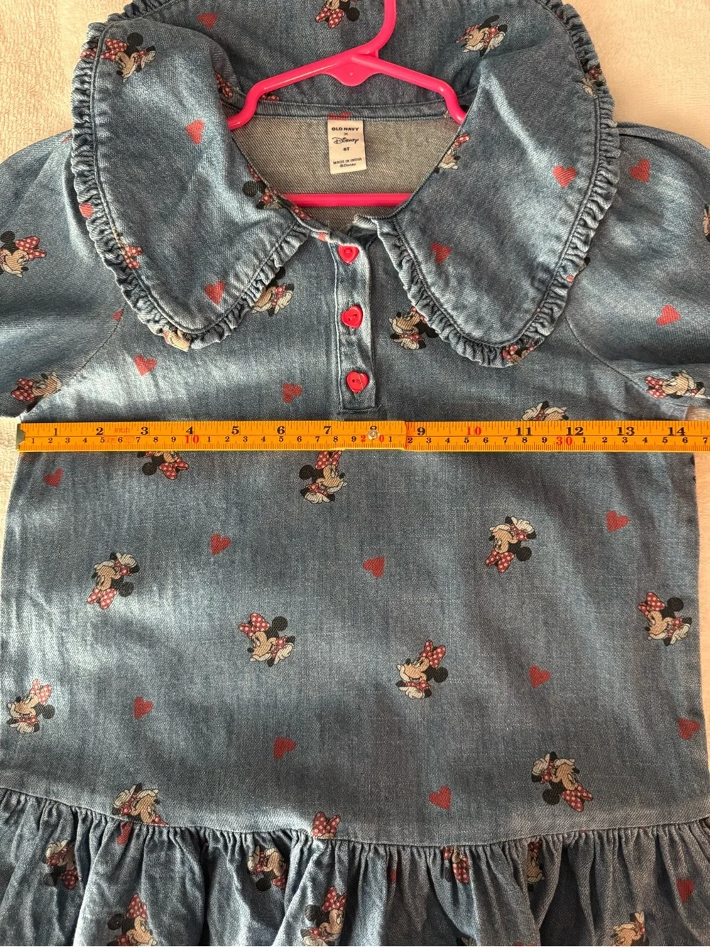 GAP Denim Minnie Mouse Dress with Red Heart Accents - Blue